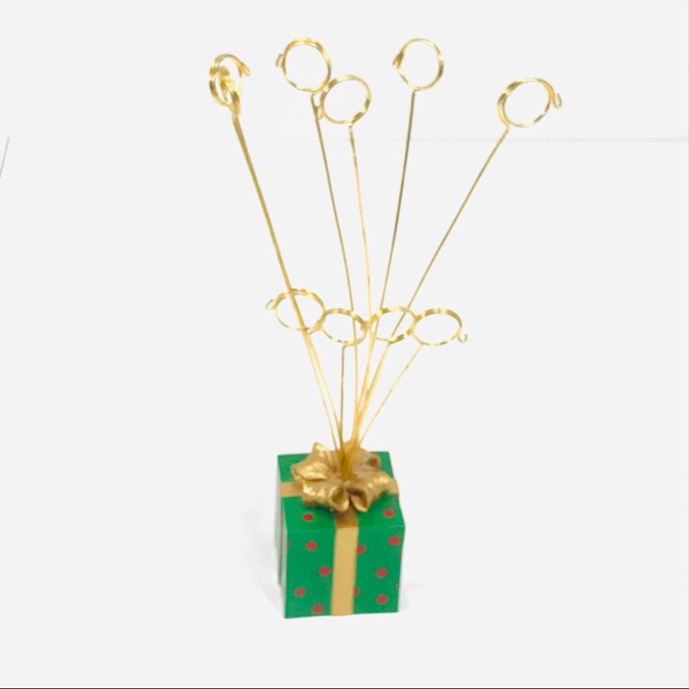 Holiday Card Polka Dot Present Display Green & Red